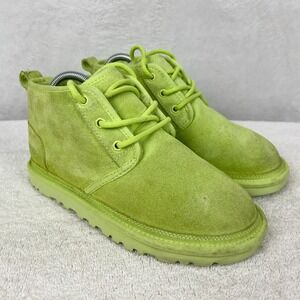 UGG Neumel Ankle Boots Womens Size 7 Lime Green Suede Chukka Lace Up‎ Comfort